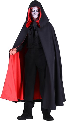 Luxe Halloween Cape met Capuchon Zwart-Rood