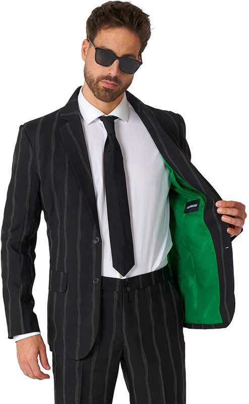 Herenkostuum Suitmeister Pinstripe Black GID (binnenkant colbert)