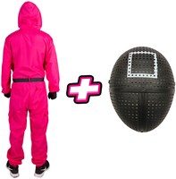 Pakket Squid Game - Kostuum en Masker Vierkant (achterkant)