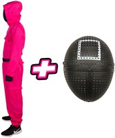 Pakket Squid Game - Kostuum en Masker Vierkant (zijkant)