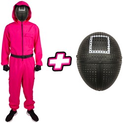 Squid Game Pakket - Kostuum en Masker Vierkant