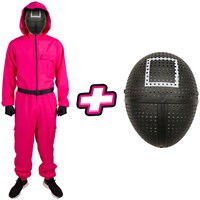 RawGoods® Squid Game Kostuum Alle 3 de MASKERS - Squid Game Pak - Vierkant - Bekend